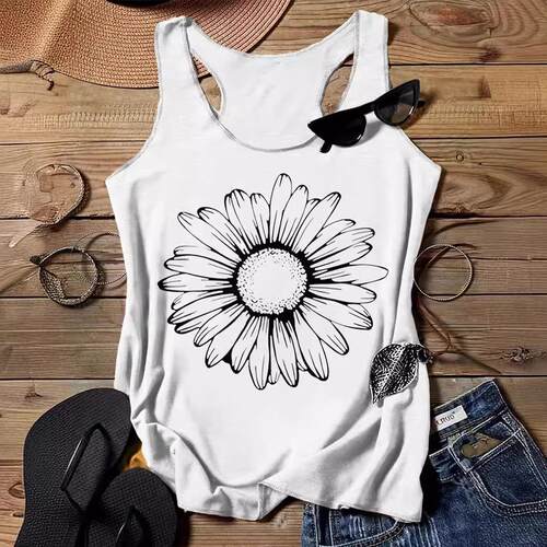 Comfortable narrow edge top with loose sports pattern printe