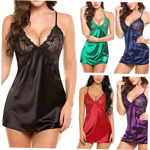 Nightwear Sling Backless Nightdress Women Sleep Size S-XL