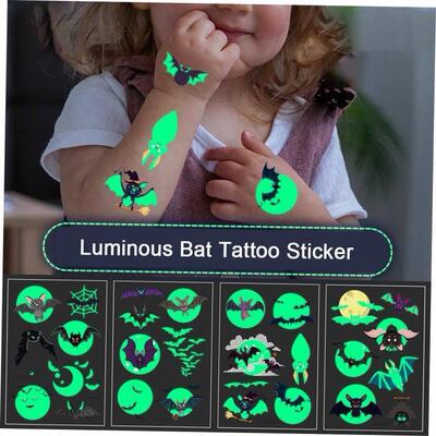 1pc Halloween Tattoo Stickers Luminous Temporary Waterproof
