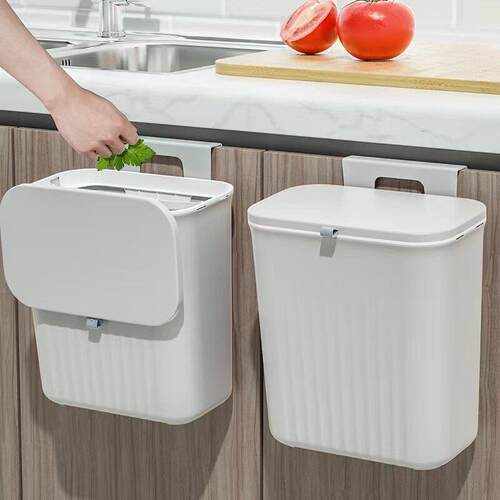 Wall Mounted Kitchen Trash Can Hanging Trash Bin Cabinet Doo