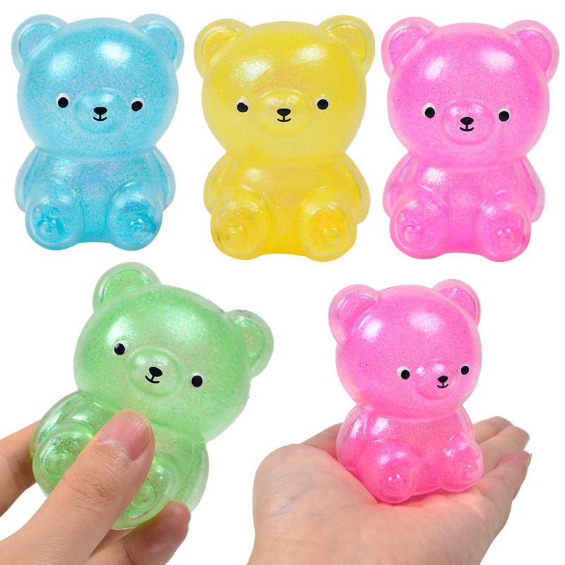 Squishy Bling bear Fidget Toys squeeze Stress ball金粉小熊