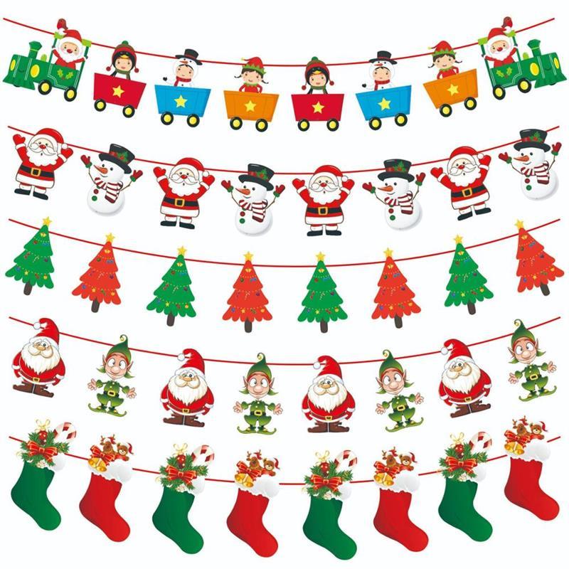 3m Garland Christmas Banners Santa Claus Banner Snowman Elk