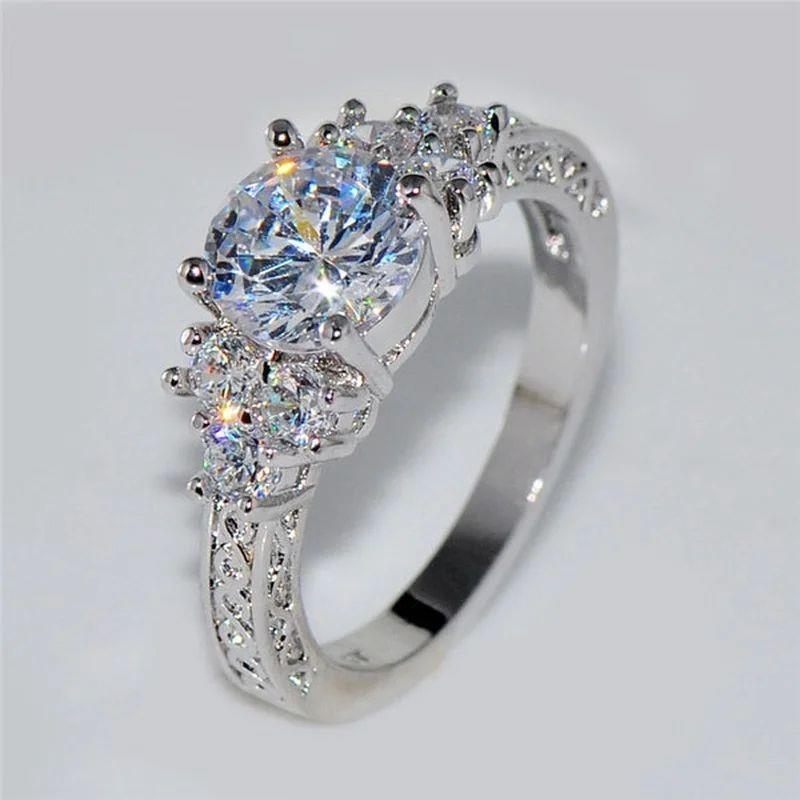 Exquisite Fashion Silver Color Engagement Rings for Women Fa