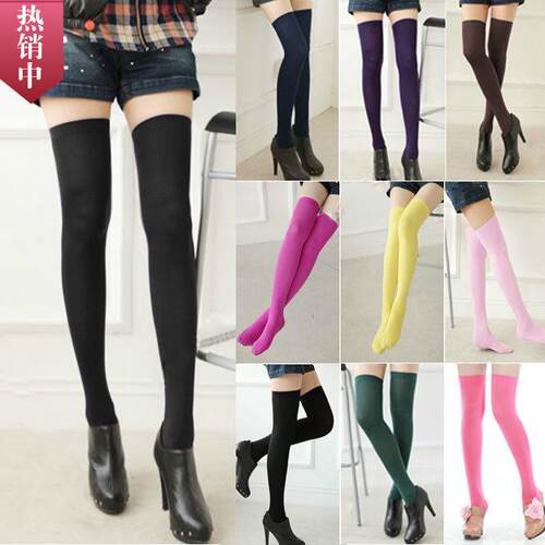 Womens Girls Long Socks Over Knee Thigh High Stockings