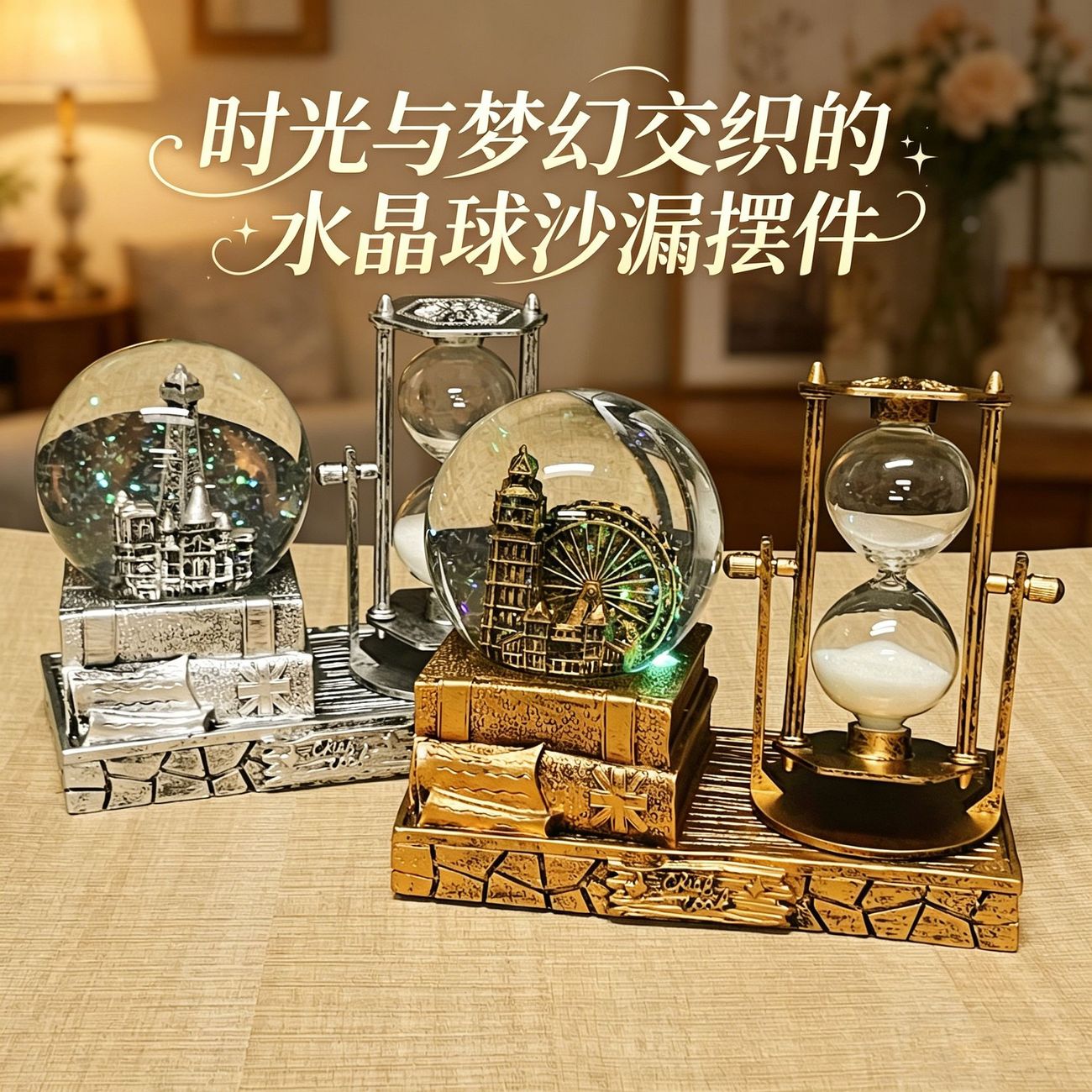 复古水晶球音乐盒沙漏计时器摆件生日礼物送女生闺蜜女孩子中秋节