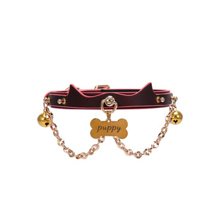 亚文化甜酷风温变狗耳项圈 辣妹氛围感颈链 puppy骨牌铃铛choker