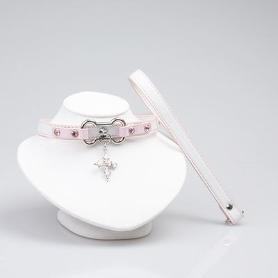 皮质水钻甜酷风格十字架项圈女