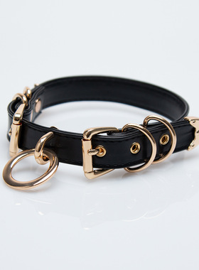 朋克多环金属O扣亮面choker项圈