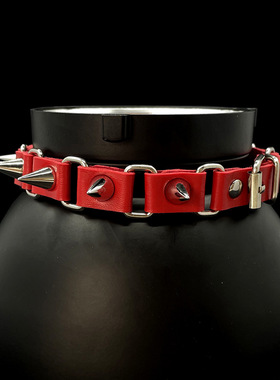 甜酷辣妹恶魔角皮质项圈