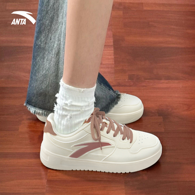 安踏轻松板鞋女鞋厚底增高小白鞋
