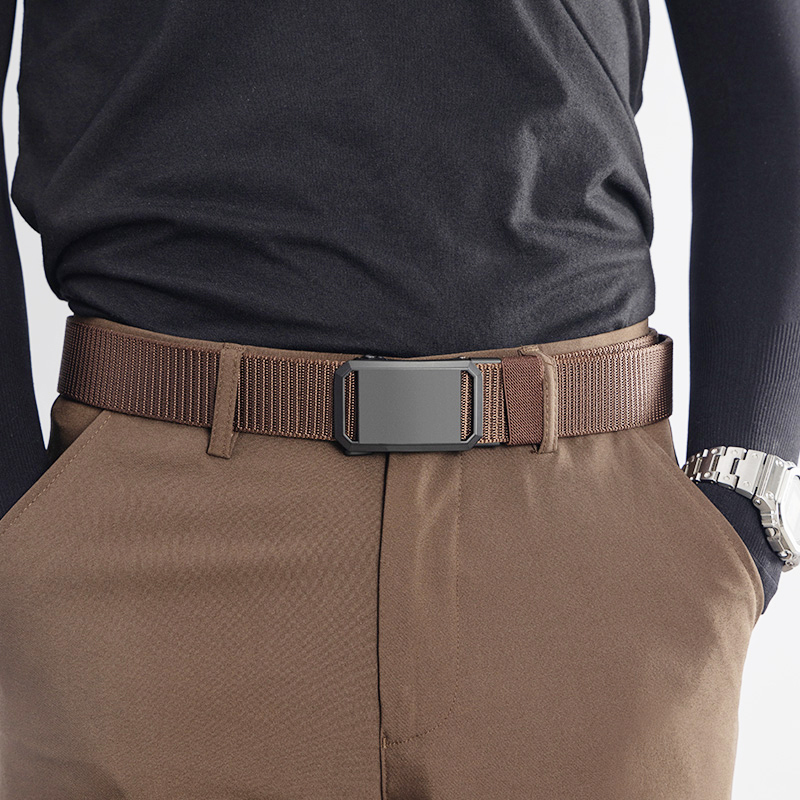 自动扣腰带帆布年轻人男机能风