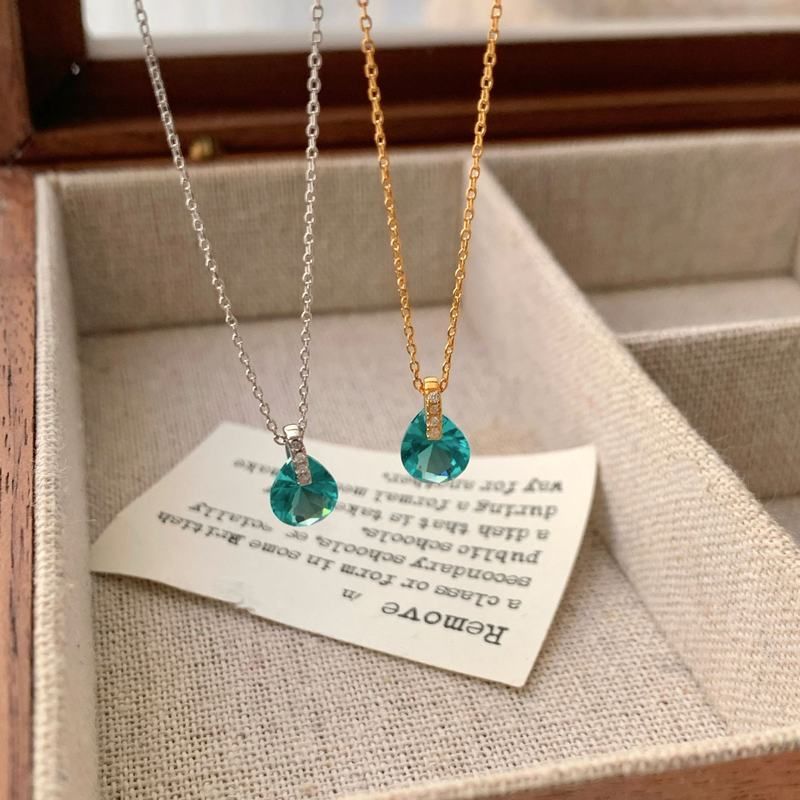 S925纯银帕拉伊巴水滴项链女轻奢高级感小众设计锁骨链小红书爆款