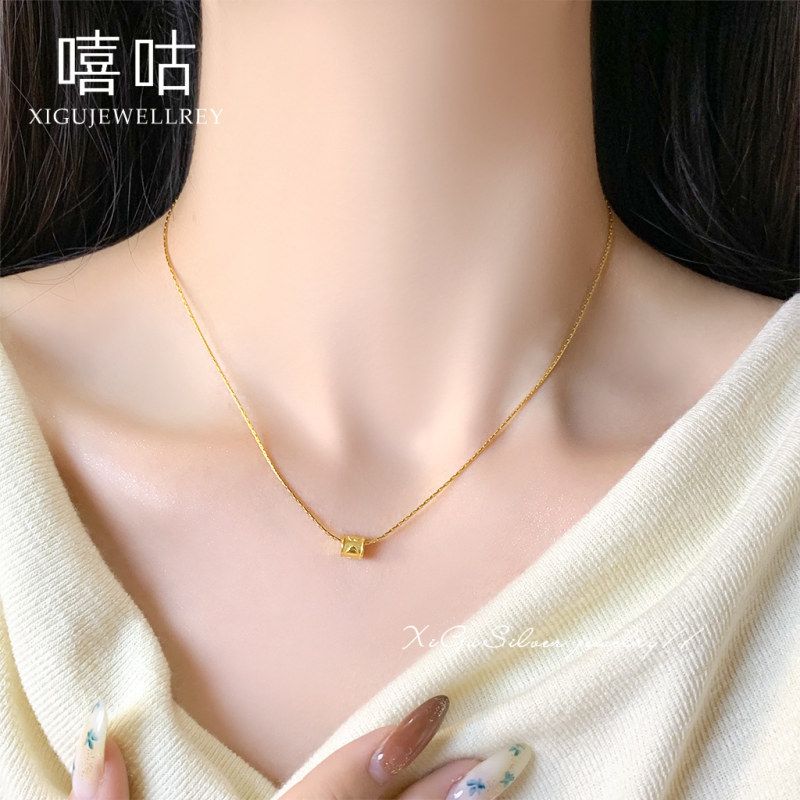 嘻咕D0027 通体S925银小蛮腰爱心项链高级感秋冬轻奢小众毛衣链