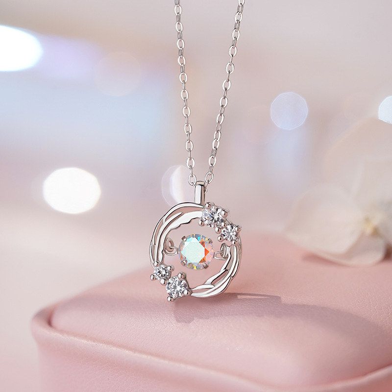 足银S999轻奢羽毛项链温柔女甜美小清新小众设计高级感锁骨链