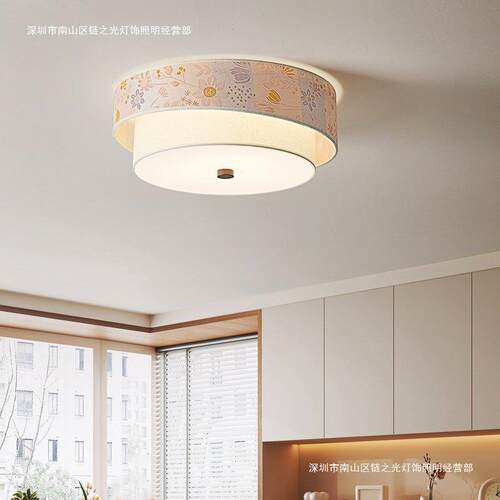 宋代美学客厅吊灯法式中古风碎花布艺房间灯复古风餐厅茶餐厅灯饰