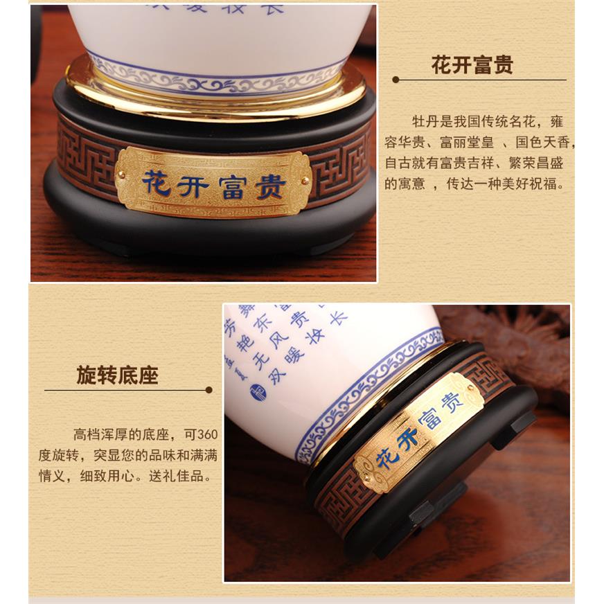 花开富贵青花瓷陶瓷笔筒摆件商务礼品书房工艺品桌面学校纪念品