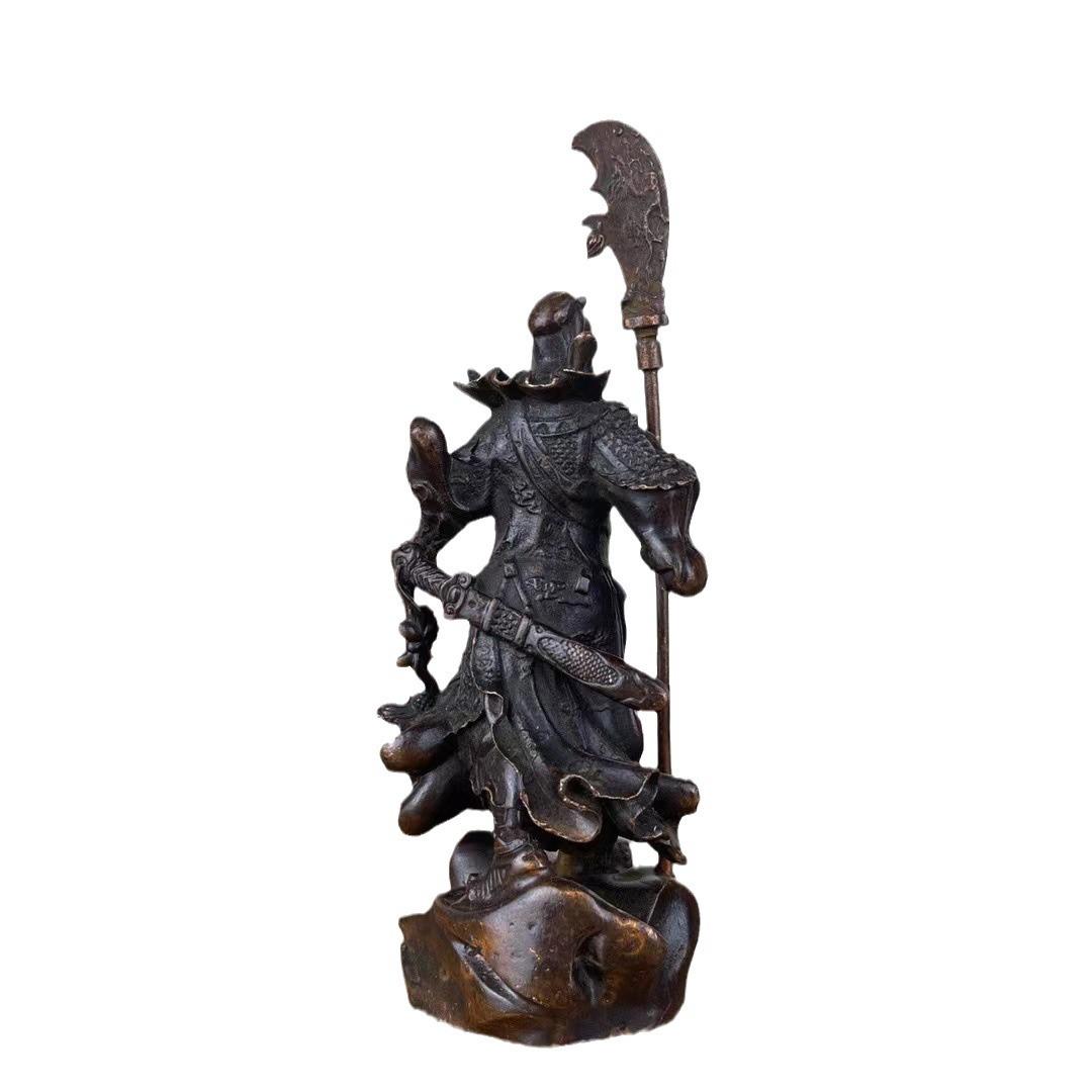 古玩横刀关公武财神像关羽关二爷摆件合金铜义薄云天关公桌面摆件图片