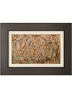 法式中古风挂画卧室复古抽象艺术装饰小众轻奢级感客厅餐厅壁画
