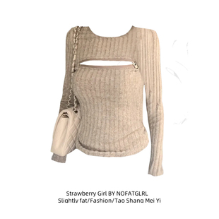 独特别致上衣 打底衫 大码 微胖mm镂空小心机气质内搭女通勤百搭时尚