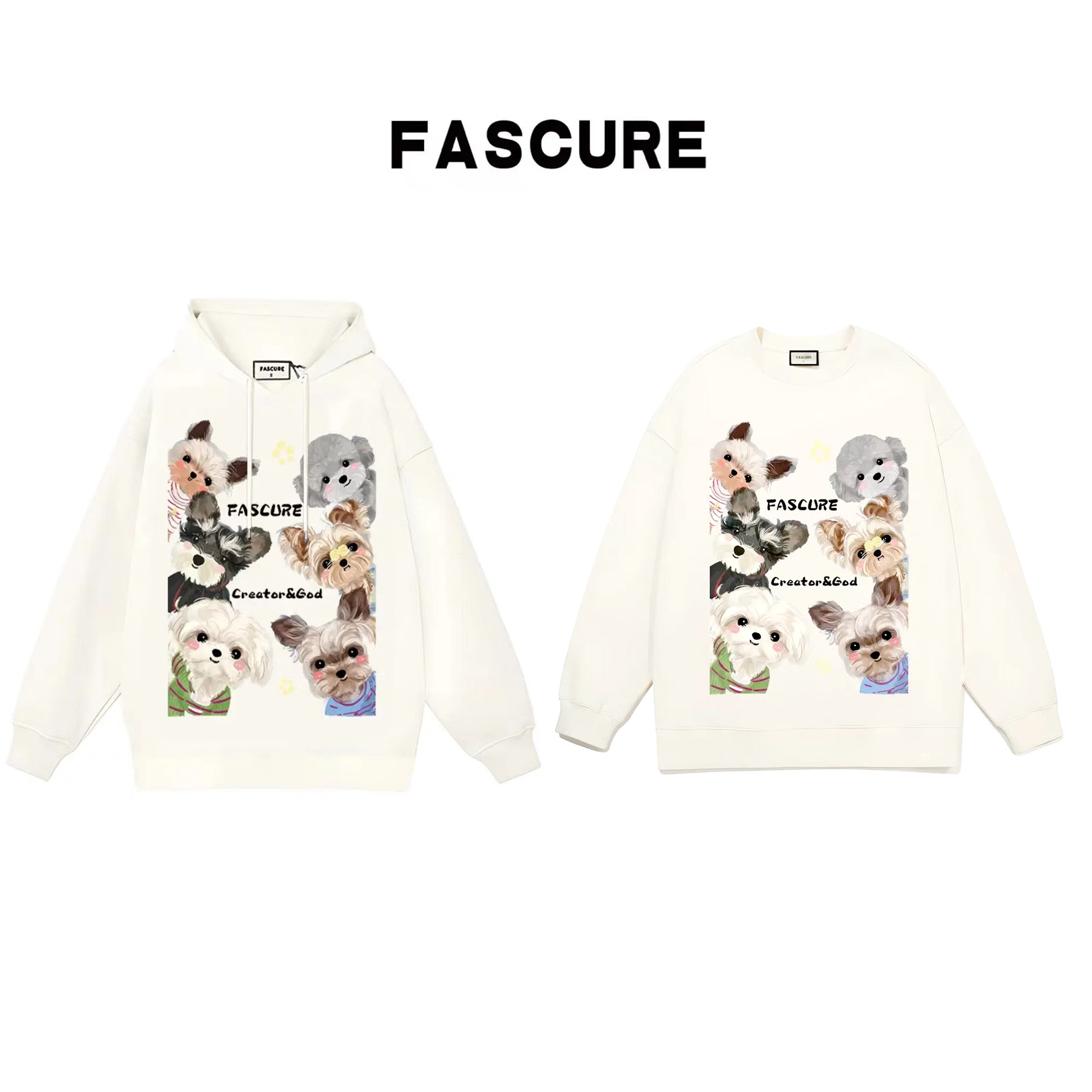 Fascure卫衣棉oversize卡通狗狗