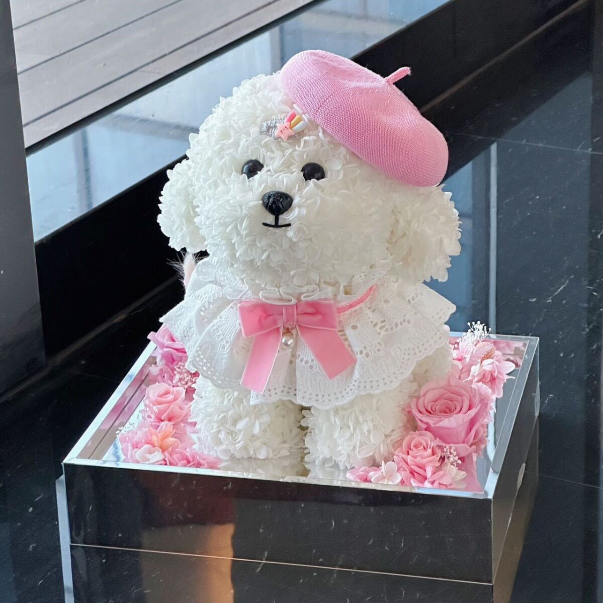 情人节泰迪狗狗永生花成品新年礼物送女友闺蜜婚礼小狗干花摆件