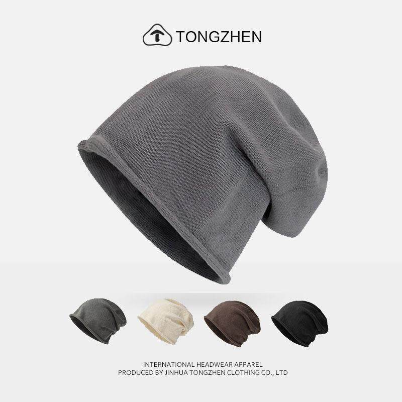 堆堆帽大头围黑色针织帽女秋冬保暖护耳月子包头毛线帽男冷帽美式