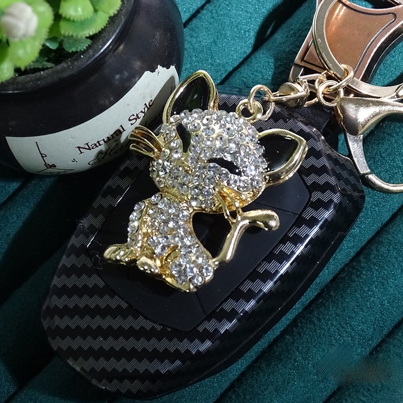 创意包包挂件汽车钥匙扣合金镶钻可爱小猫咪钥X匙链节日礼品