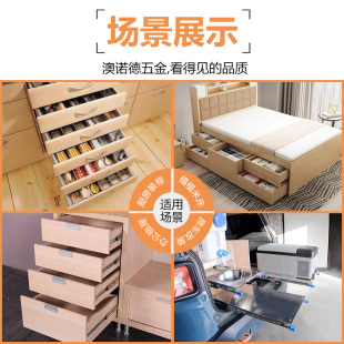 品品53宽工业重型滑轨阻尼缓冲加厚滑道房车带锁抽屉三节导轨道促