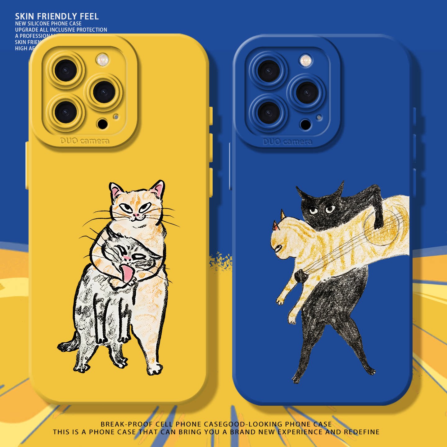 锁喉小猫适用苹果17promax手机壳iphone13pro硅胶14华为mate70小众新款pura80小米15红米k90抽象16趣味60搞怪