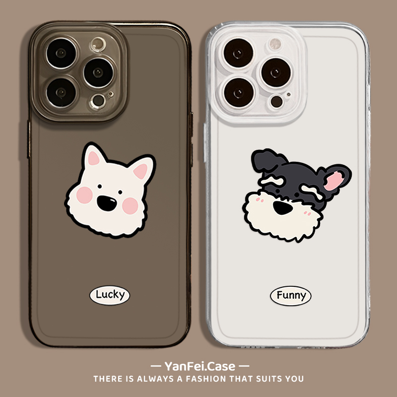 雪纳瑞适用苹果15pro手机壳iphone13promax透明12西高地16e华为mate70新款pura70小米14pro情侣14红米k80狗狗