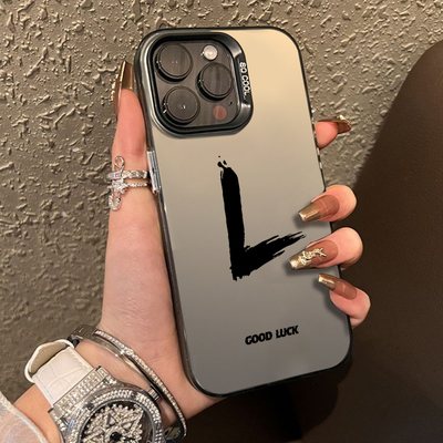 幸运字母适用苹果16手机壳iphone13promax高级12男生17小米15情侣14pro华为mate60新款14男士pura80pro男k90