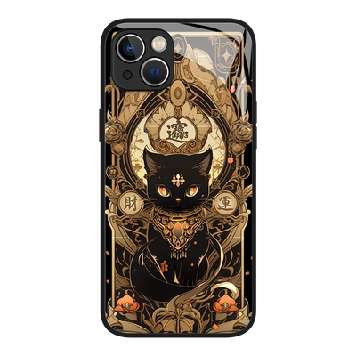 招财猫适用苹果15手机壳iphone13小米14华为pura70发财mate60pro黑猫12红米k70至尊k80小众14pro高级16暴富17