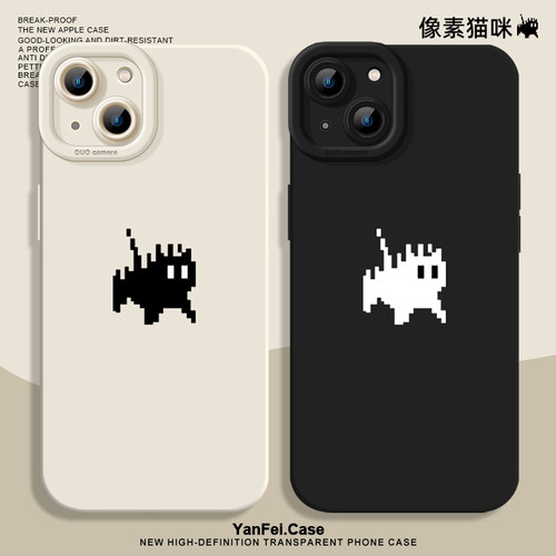像素风猫咪适用苹果15手机壳iphone13小米14华为pura80pro男mate60pro新款17红米k90硅胶k80至尊版p70小众16