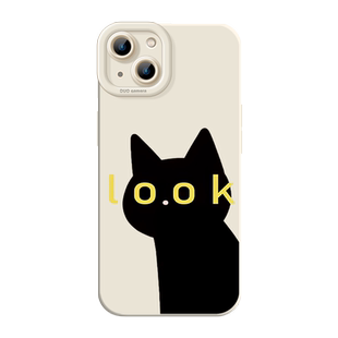 黑猫适用苹果15手机壳iphone13promax小米14华为pura80小众高级mate70pro黑色k90红米k80至尊16男生17pro硅胶