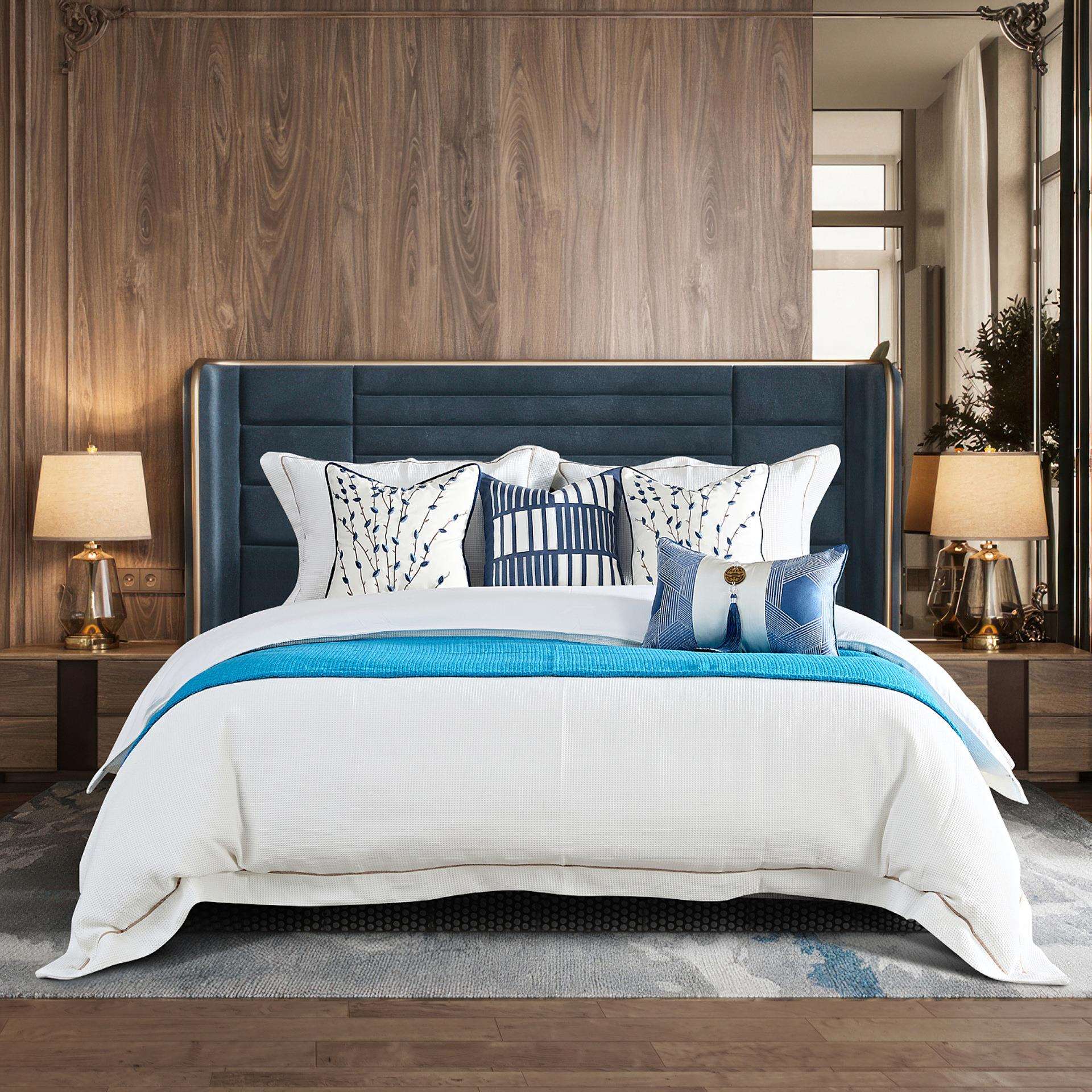 现代软装公司售楼部新中式样板间床品家具展厅简约床上用品多件套