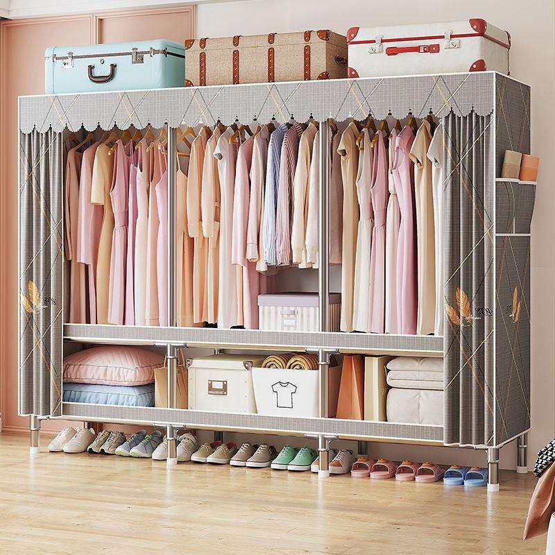 简易衣柜结实钢管出租房布衣柜家用卧室加粗加固全钢架加厚衣橱,金属材料及制品,金属加工件/五金加工件,淘宝优惠券,粉丝福利购,淘宝优惠卷