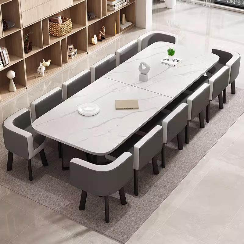 简约现公商务长条桌接待洽谈岩板长条桌接待室培训室办公桌椅