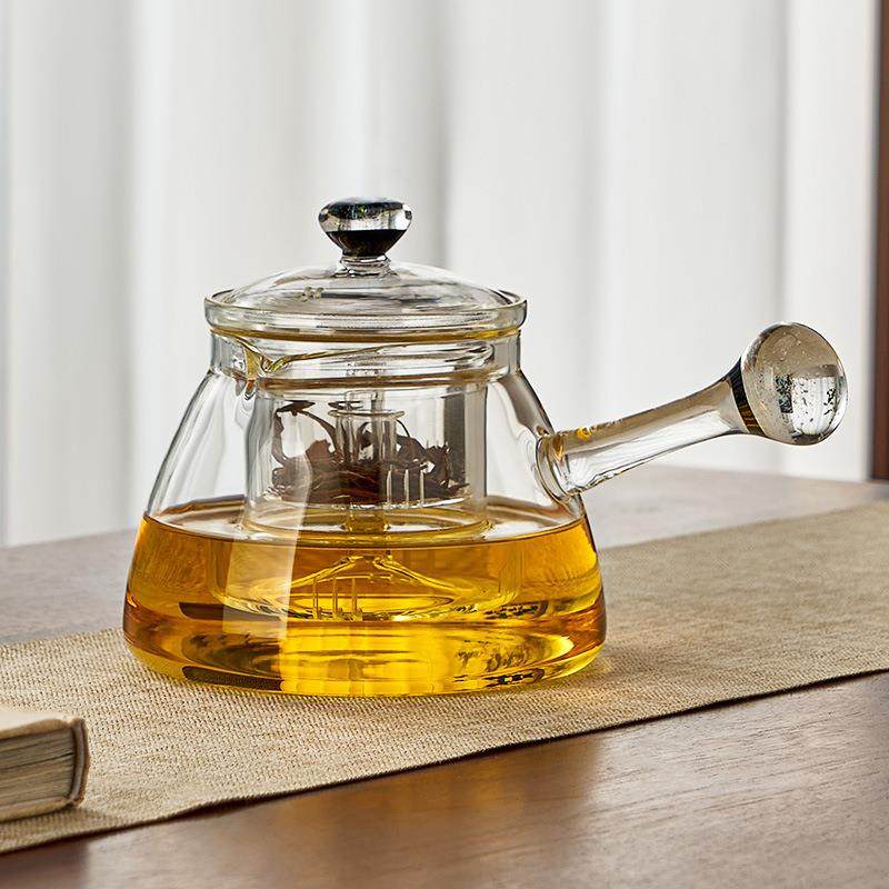 侧把茶壶高硼硅玻璃煮茶壶日式高档泡茶壶蒸煮两用单壶电陶炉专用