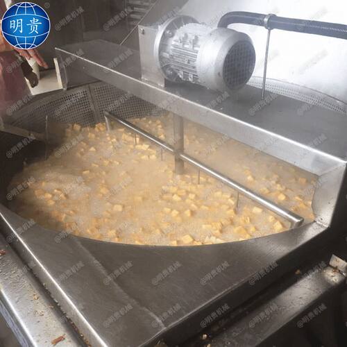 大型小酥肉油炸机 小型翻转出料油炸机 花生米油炸流水线明贵机械