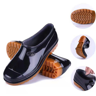 双回男士雨鞋春秋鞋低帮套鞋套脚防水鞋厨房鞋女黑色防滑耐磨胶鞋