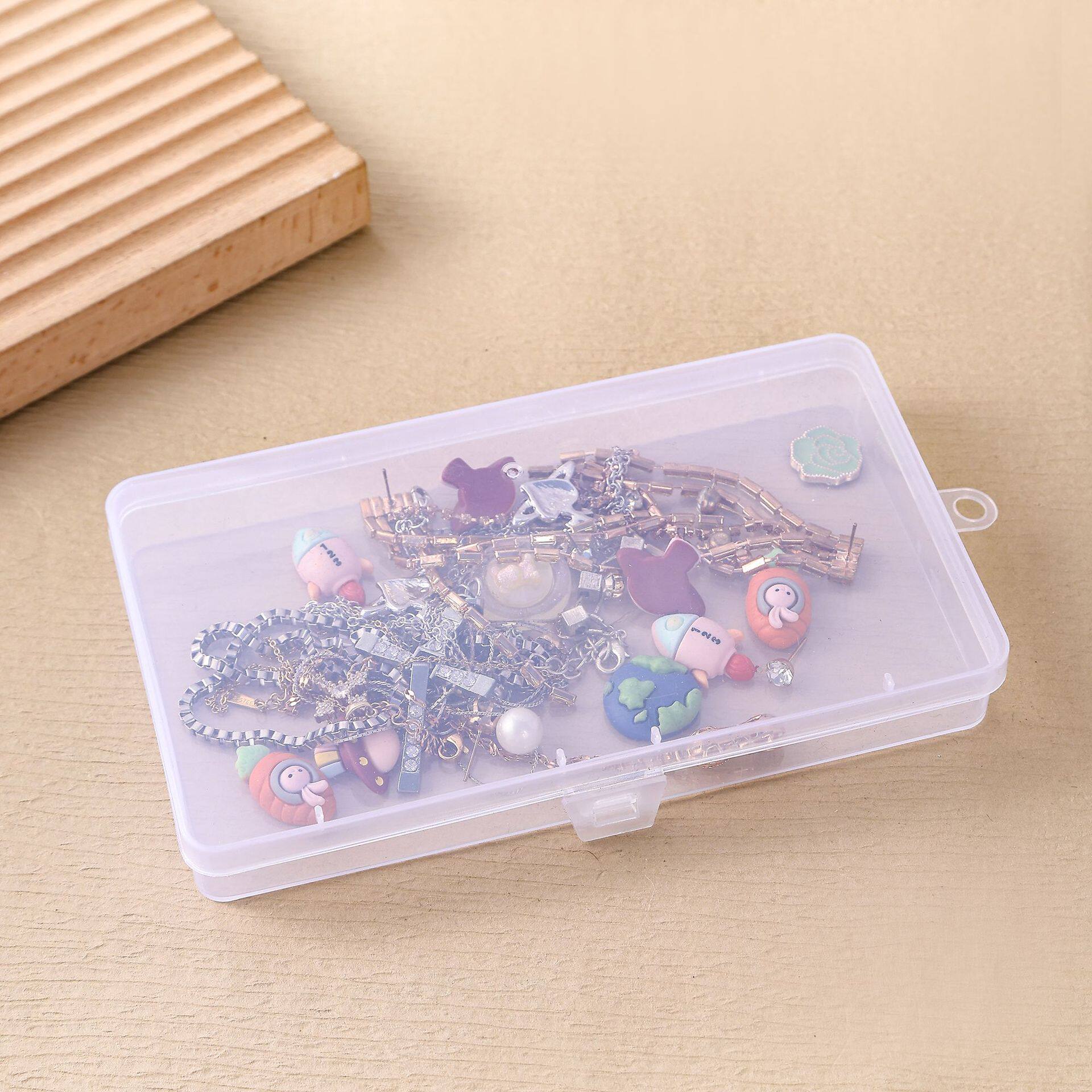 长方形透明口罩盒塑料收纳盒手机配件文具收纳盒元件盒彩笔包装盒