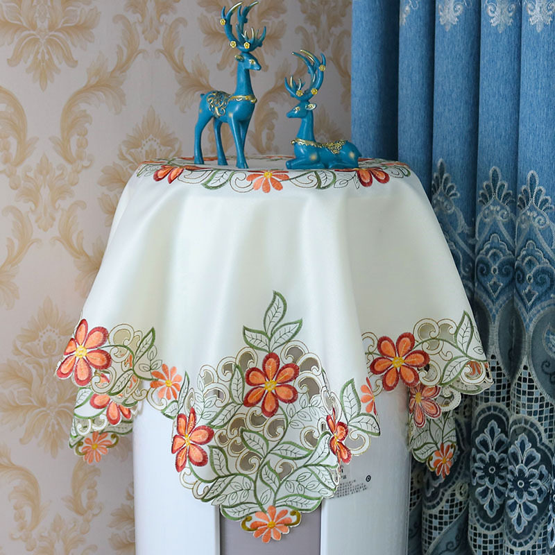欧式田园刺绣圆柱空调罩美式方形微波炉冰箱洗衣机防尘布家居