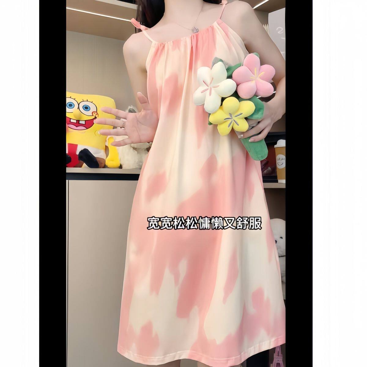 带胸垫卡通吊带睡裙女夏薄款2026