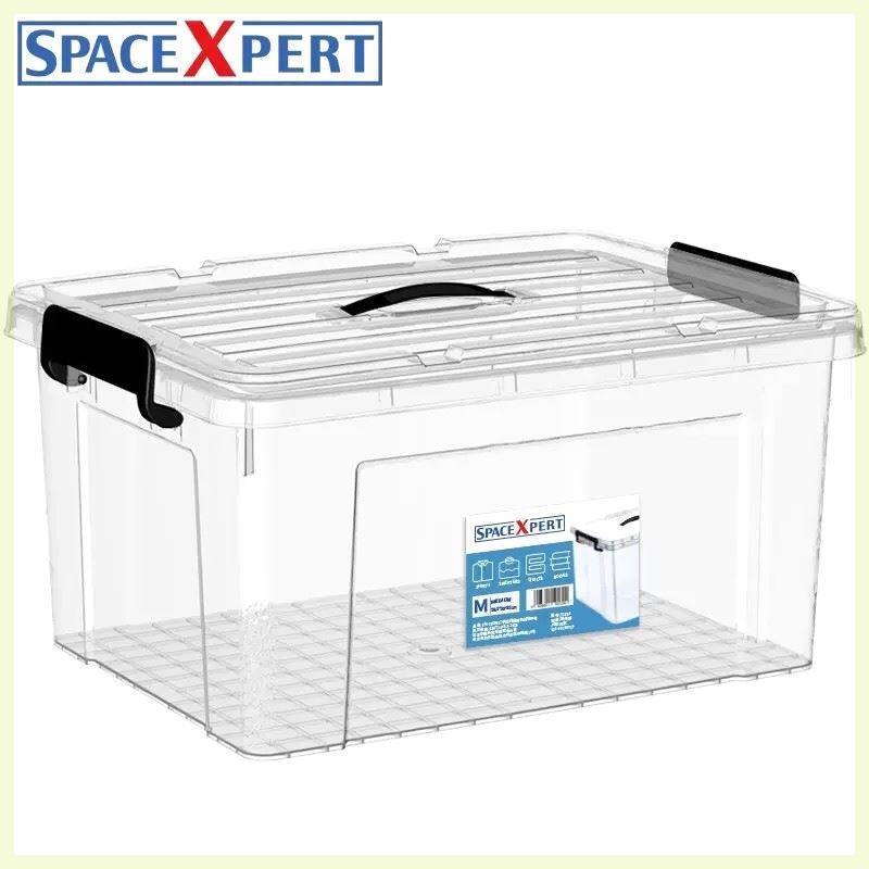SPACEXPERT近直角手提高透塑料收纳箱56L衣物整理箱储物箱搬家箱