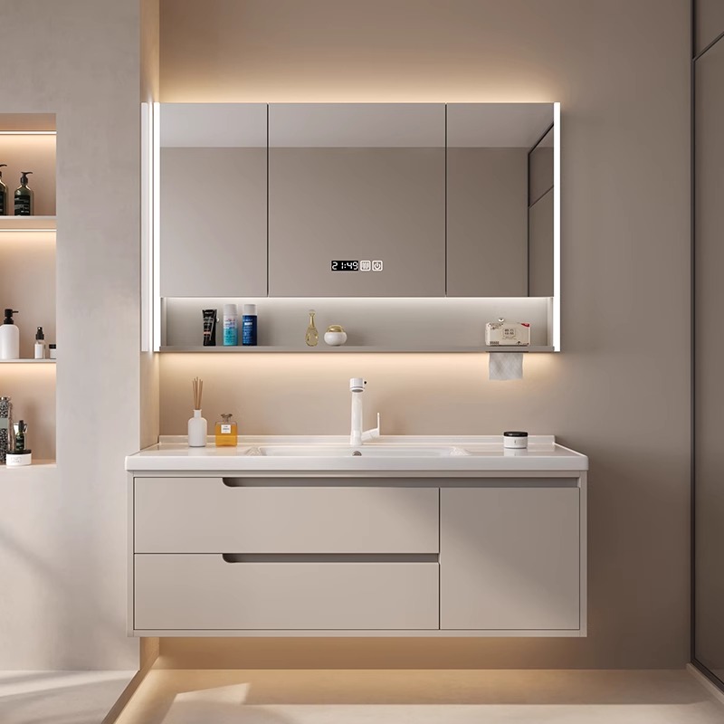 法樱奶油风一体陶瓷盆组合