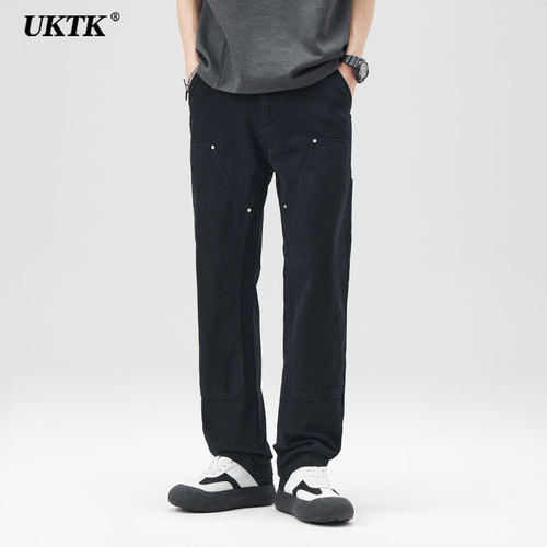 UKTK美式工装伐木裤男牛仔裤高街2026潮牌新款直筒宽松春季休闲裤
