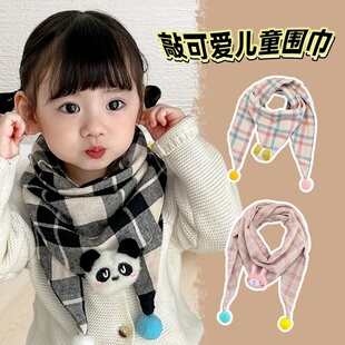 婴儿宝宝口水巾男孩女童纯棉三角巾围巾秋冬新款儿童防风保暖围脖