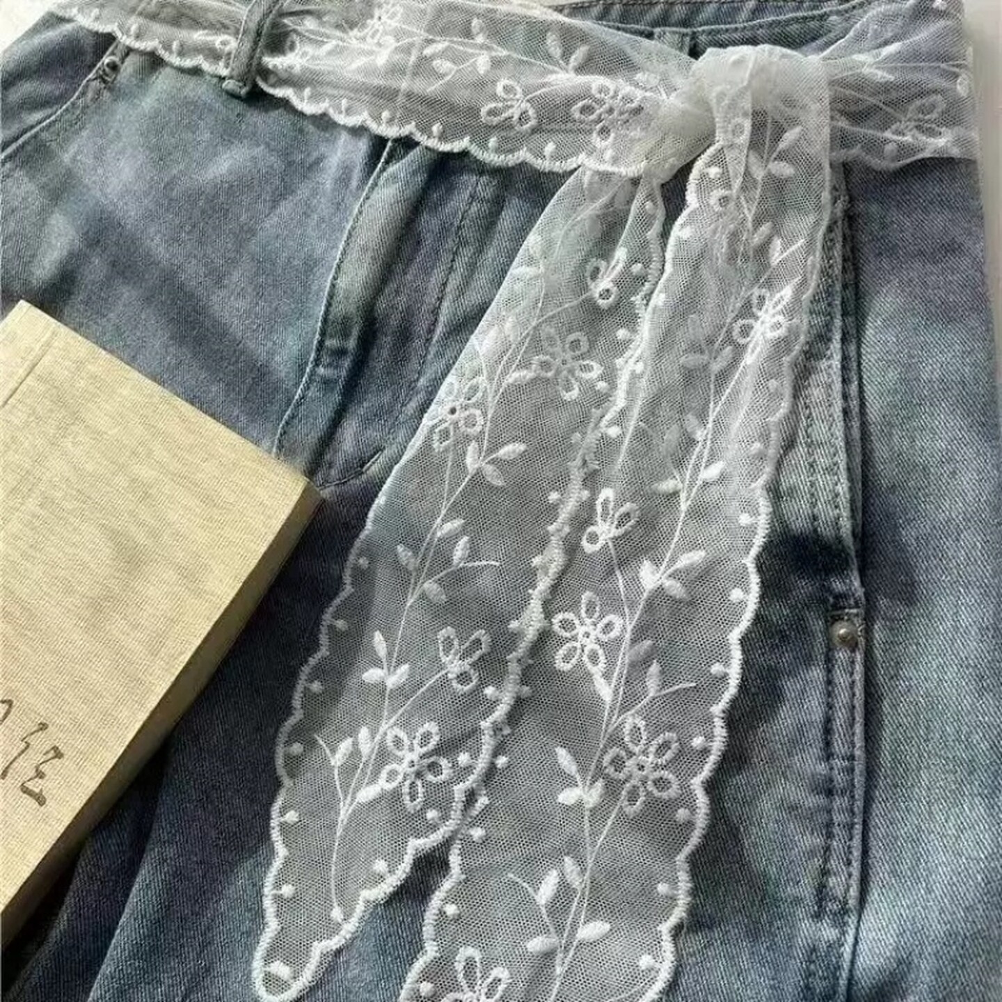 新款法式蕾丝腰带女配裙子牛仔裤丝带腰绳裤带细长条丝巾发带飘带