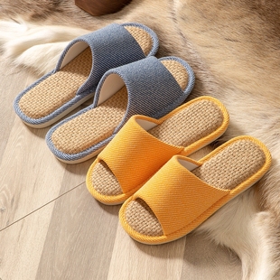 四季亚麻拖鞋女家居高颜值春秋日式棉麻布艺拖鞋静音透气吸汗情侣