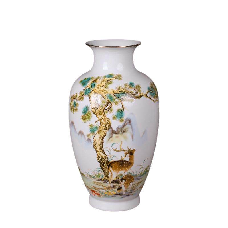 景德镇薄胎描金花瓶中式陶瓷家居客厅玄关办公摆件瓷器工艺品礼品